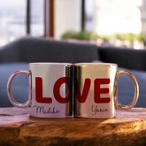 Personalized LOVE Gold & Silver Metallic Couple Mugs (350ml)